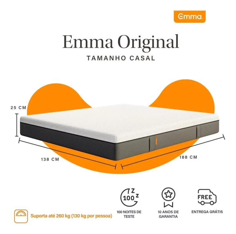Colchão Emma Original Casal - Tecnologia Alemã Cor Branco/Cinza