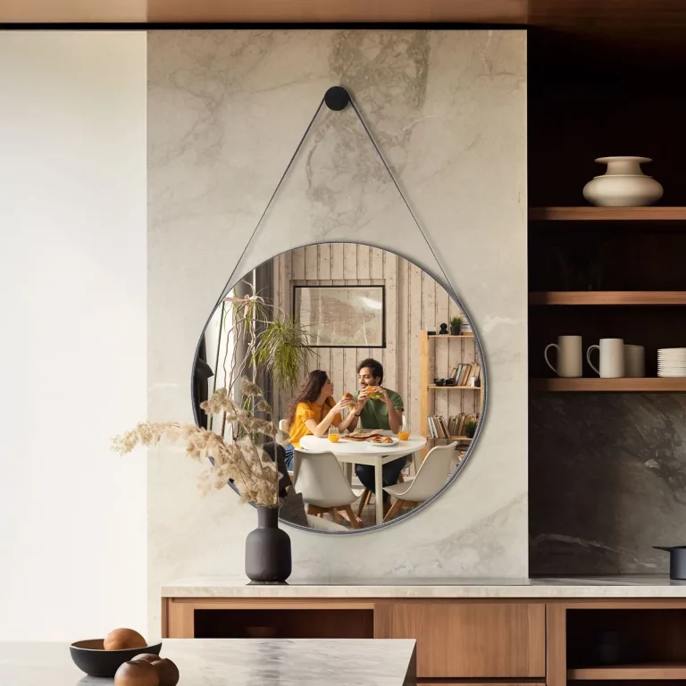 Espelho Para Banheiro Decorativo Redondo 60cm Com Suporte