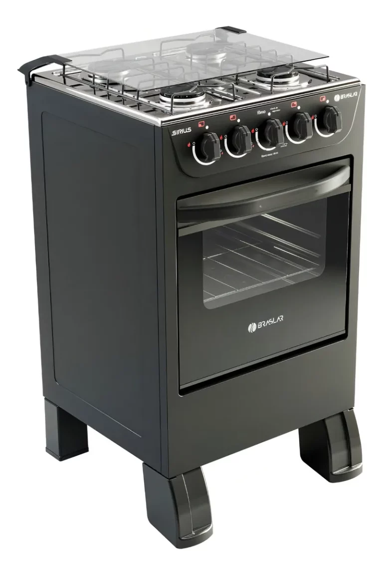 Fogão New Sirius 4 Bocas Mesa Inox Braslar Cor Preto