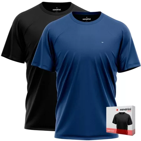 Kit 2 Camisetas Fitness Dry Fit Premium Sandrini Manga Curta Treino UV