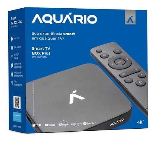 Tv box Aquário plus STV-3000 4k padrão 4K 16GB preto com 2GB de memória ram