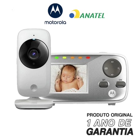 Babá Eletrônica Motorola VM 482 Connect 2.4" Câmera Visão Noturna Zoom Digital Recarregável Bivolt Branco