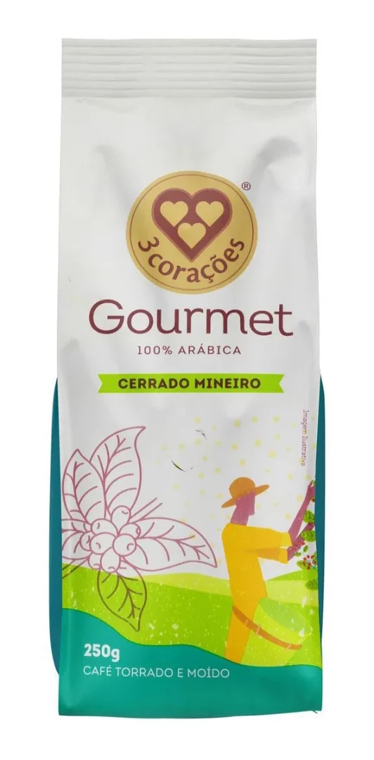 Café Torrado E Moído Gourmet Cerrado Mineiro 250g 3 Corações