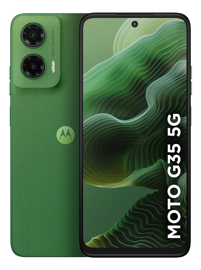 Smartphone Motorola Moto g35 5G - 128GB 12GB (4GB RAM+8GB Ram Boost) e Camera 50MP com AI NFC Tela 6.7" com Superbrilho - Verde - Vegan Leather