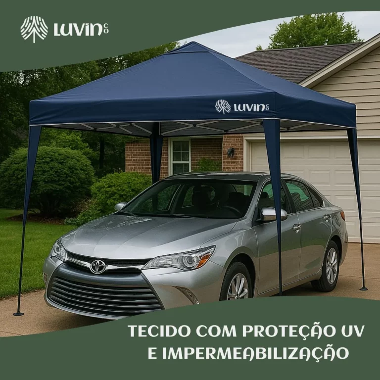 Tenda Gazebo Sanfonada Articulada Luvinco 3x3m Azul Impermeável Resistente Proteção Ao Ar Livre Camping Praia Eventos Montagem Prática Estrutura Resistente Durável