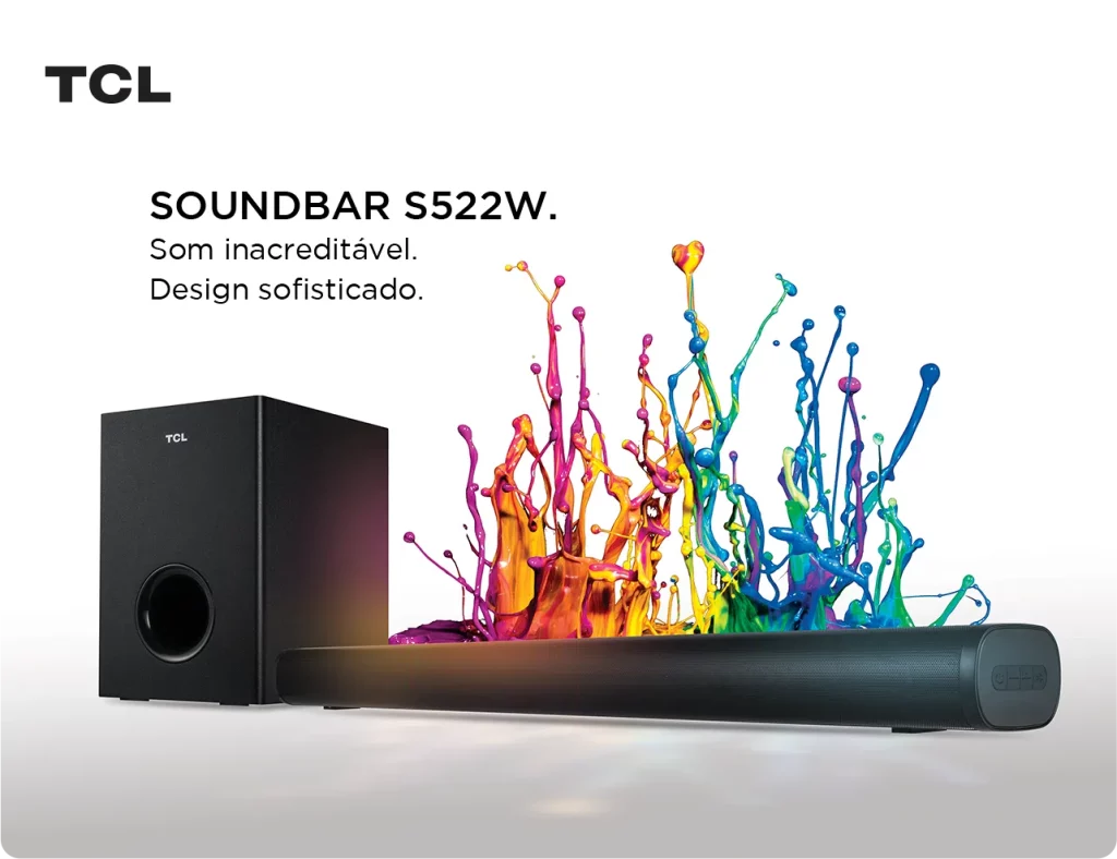 Como melhorar o som da TV com esta soundbar 2.1 para uma experiência de áudio imersiva?